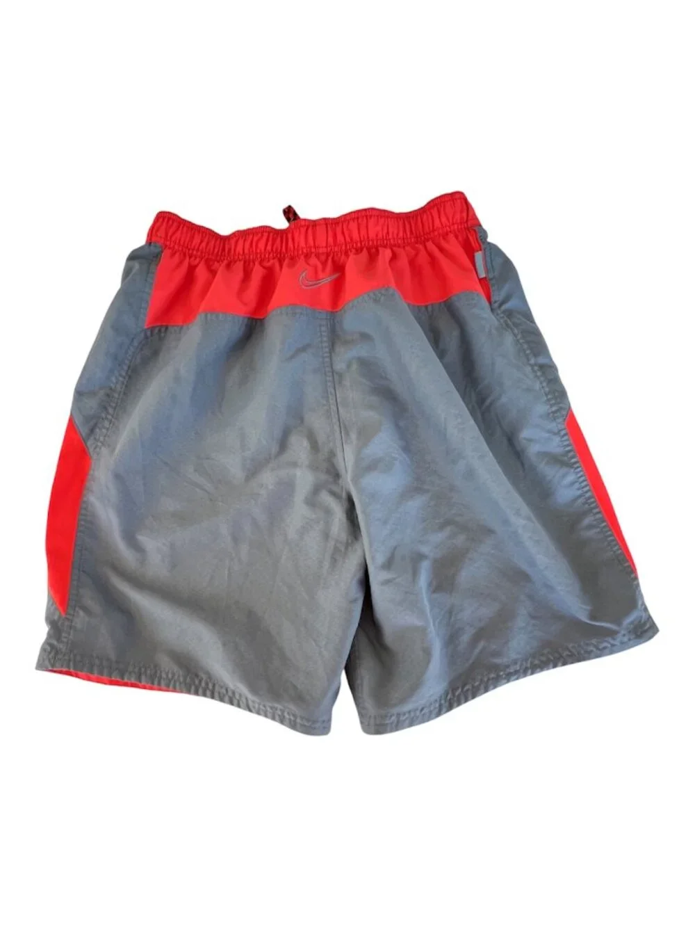 Nike Mens Swim Trunks Surf Beach Board Shorts Gray Orange Swoosh Medium